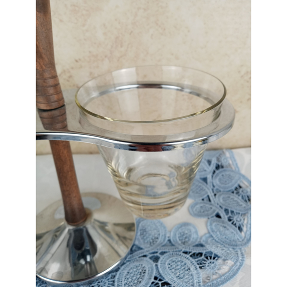 MCM Kromex Condiment Carousel/Server with 2 Glass Cups - Picture 7 of 12